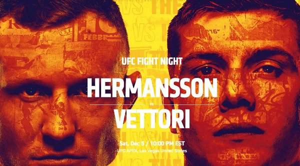 Watch UFC on ESPN: Hermansson vs. Vettori 12/5/20 Online 5th December 2020 Full Show Free