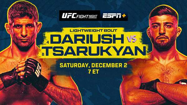 Watch UFC Fight Night - Dariush vs. Tsarukyan 12/2/23 December 2nd 2023 Online Full Show Free